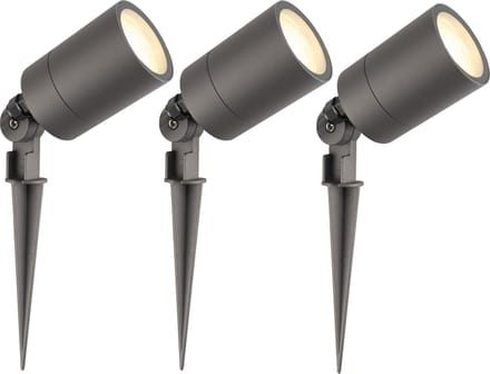 Ledvion - 3X LED Prikspots - Antraciet - IP65 - 5W - 2700K - 2M