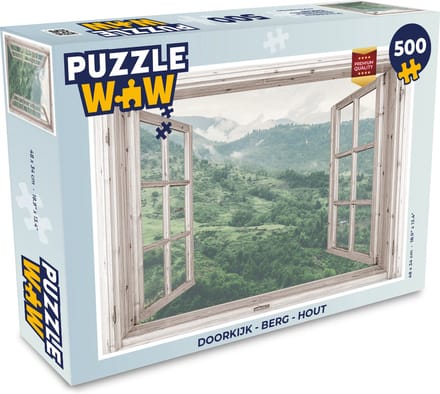 Puzzel Doorkijk - Berg - Hout - Legpuzzel - Puzzel 500 stukjes