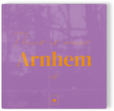 Tegeltje Arnhem – paars oranje – tegeltje stad – tegeltje met tekst