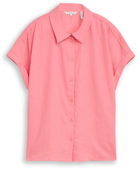 Tom Tailor - Losvallende blouse met linnen - Maat 36 - soft fuchsia pink