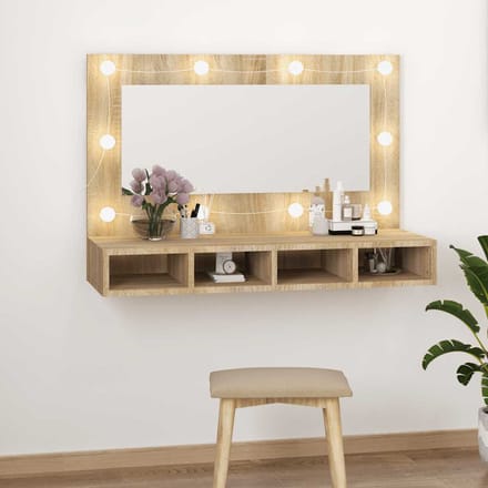vidaXL - Spiegelkast - met - LED-verlichting - 90x31,5x62 - cm - sonoma - eikenkleur