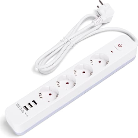 Stekkerdoos met USB - Verlengsnoer met USB - Aigi - 4 Stopcontacten - 3 USB-A - 1.5 Meter - Randaarde - Wit | Nederland
