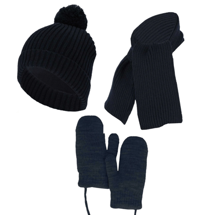 Baby Winterset - Handschoenen/Sjaal/Muts - One Size - Marine blauw / 1-2 Jaar