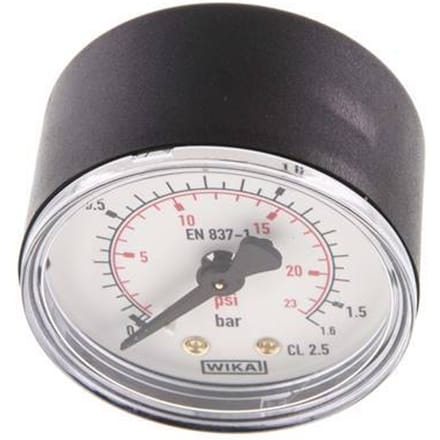 0..1.6 Bar Manometer Achteraansluiting Kunststof/Messing 50 mm Klasse 2.5