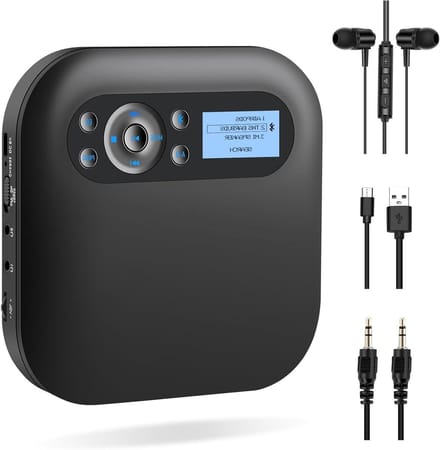 Draagbare CD Speler - Discman Bluetooth - Muziek Luisteren - Ingebouwde Luidsprekers - 14 x 14 x 2.6 cm - Zwart