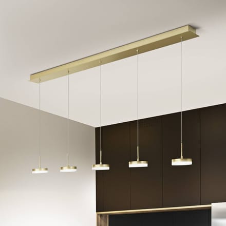 Fabas Luce Hanglamp Dunk, messing, 5-lamps, 3.000 K, metaal
