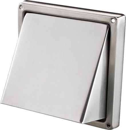 Ventilatierooster met kap RVS 150x150 mm buis Ø100 mm