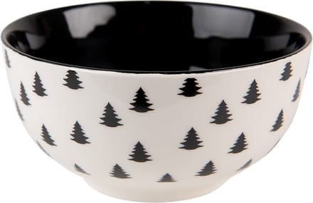 Clayre & Eef Soepkom 500 ml Beige Zwart Porselein Kerstboom