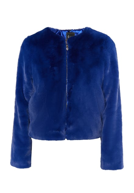 Faina Jas van imitatiebont Dames KONING BLAUW