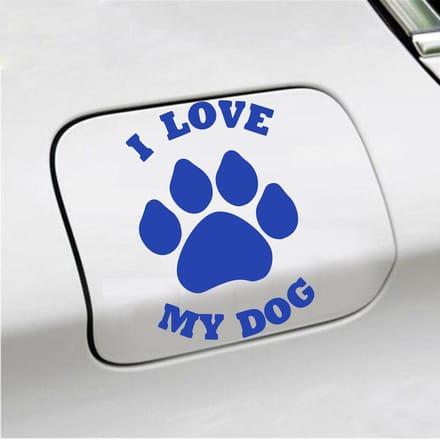 Bumpersticker - I Love My Dog - 13,9 X 9,3 - Blauw