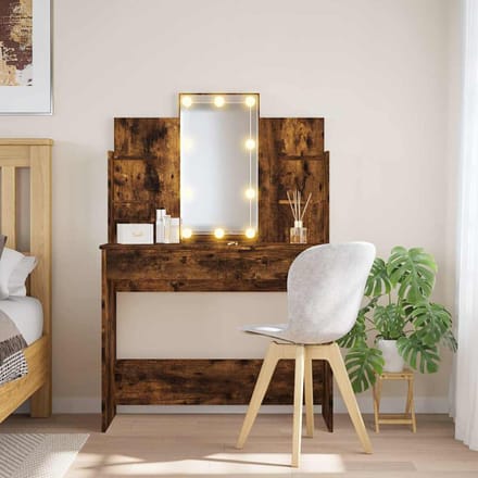 vidaXL - Kaptafel - met - LED-verlichting - 96x40x142 - cm - gerookt - eikenkleurig