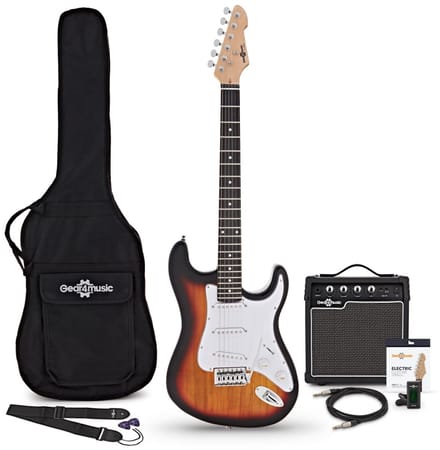 LA Elektrische Gitaar, Sunburst, + 10W Gitaarversterker & Accessoires