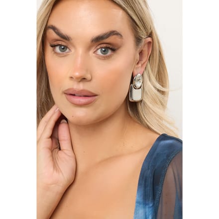 Yours Zilverkleurige Diamante Statement Hangoorbellensize One Size