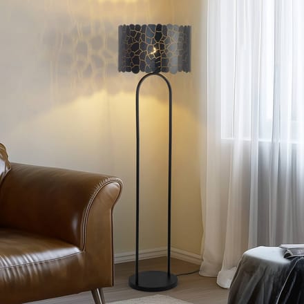 Lindby - vloerlamp - 1licht - Metaal - H: 143.5 cm - E27 - zwart, goud