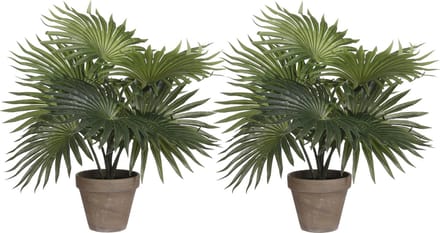 Mica Decorations Palm kunstplant/struik - 2x - groen - H30 x D35 cm - top kwaliteit