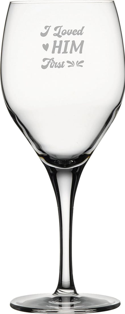 Gegraveerde witte wijnglas 34cl I loved him first