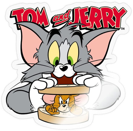 Tom En Jerry Sandwich Muis Broodje Sticker Maat S (max. 10 x 10cm)
