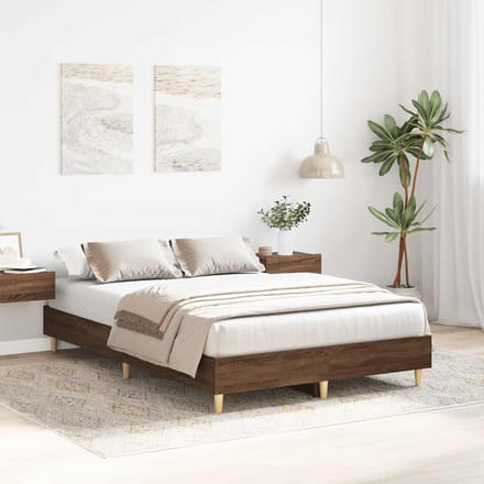 vidaXL - Bedframe - zonder - matras - 120x200 - cm - spaanplaat - bruin - eikenkleurig