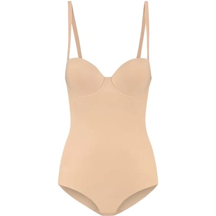 Bye Bra corrigerende bodysuit, gewatteerde cups, afneembare schouderbandjes, shapewear voor dames, 2 kleuren, S-XXL, beige, M