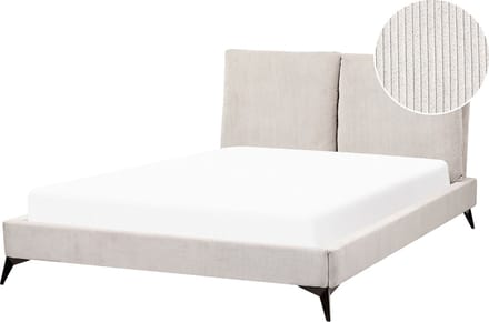 MELLE - Tweepersoonsbed - Lichtbeige - 140 x 200 cm - Corduroy