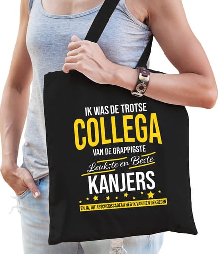 Bellatio Decorations - Boodschappentas Trotse collega - Katoen - Zwart