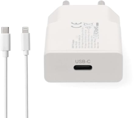 Nedis Oplader - 20 W - GaN - PD3.0 - 1.67 / 2.22 / 3.0 A - Outputs: 1 - USB-C - Lightning 8-Pins (Los) Kabel - 1.00 m - Automatische Voltage Selectie - Wit