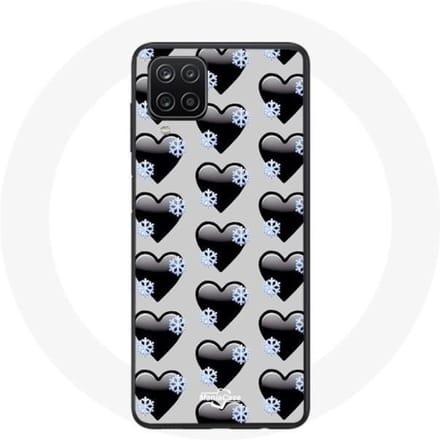 Coque - Samsung - Galaxy A12 - Noir - Cœurs - Souple noir
