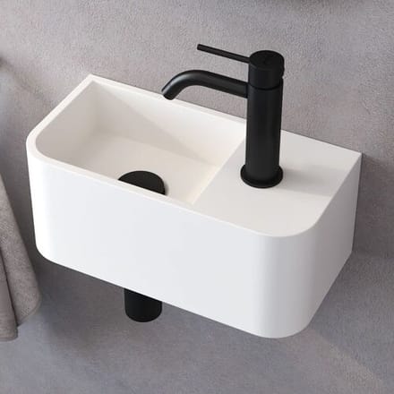 Kronenbach Stone hand wash basin 38 x 19 cm, basin left with tap hole KB137508BK