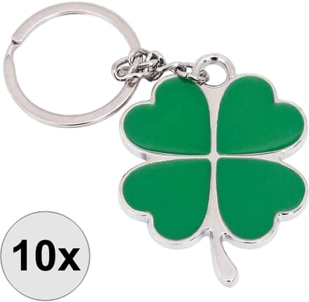Fako Bijoux - 10x Klavertje Vier Sleutelhanger - Groen