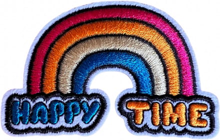 Regenboog - Happy Time - Girls - meiden - Strijk Applicatie - strijk embleem Patch - Carnaval