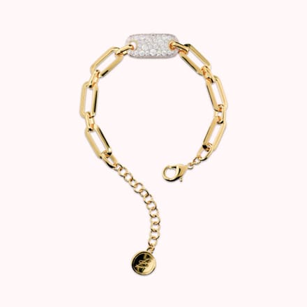 Bronzallure Polished Bracelet Chain W/ Central Mixed Pave' WSBZ02591Y.WR Brons 18
