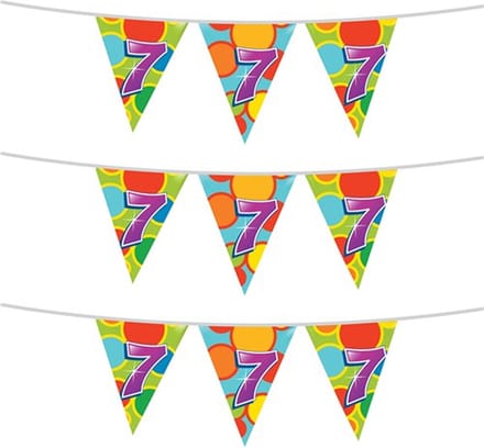 Haza Vlaggetjes 7 jaar - leeftijd verjaardag - 3x stuks - plastic 10m