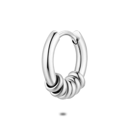 Twice As Nice Oorbel per stuk in edelstaal, oorring met 6 ringetjes