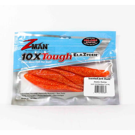 Zman Soft Lure Jerk ShadZ Geparfumeerd 7 Inch 4/Pack Atomic Sunrise (5381) blue