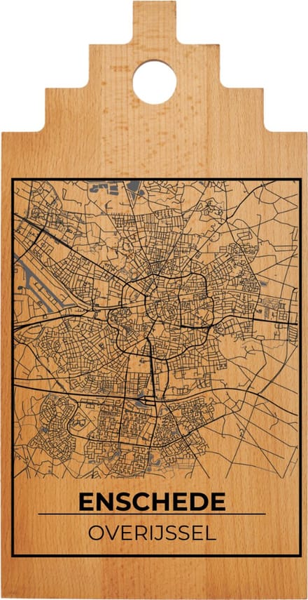 JM Woods - Borrelplank - Serveerplank - Hapjesplank - Kaasplank - Plattegrond - ENSCHEDE - Gepersonaliseerd - Cadeau tip!