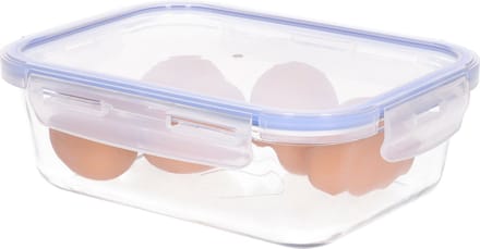 CM Vershoudbakje/lunchbox - luchtdicht - met clips - glas - 21 x 15 x 7 cm - 1000 ml