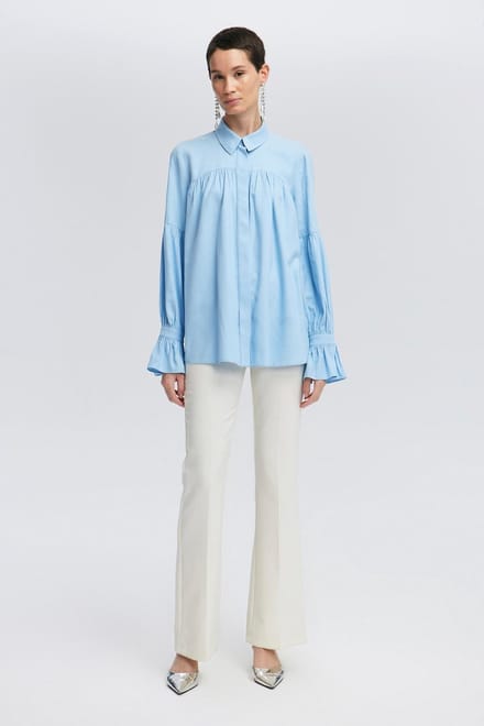 Touché Privé - Blouse met rimpeldetails - Lichtblauw - Dames
