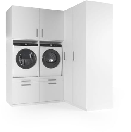 Wasophoogte® Wasmachine Kast Milan - Wasmachine verhoger - Wasmachine ombouw - 700(D)*2030(B)*2350(H) mm - Wit