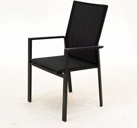 Tuinstoel Delia hoge rug alu text. zwart