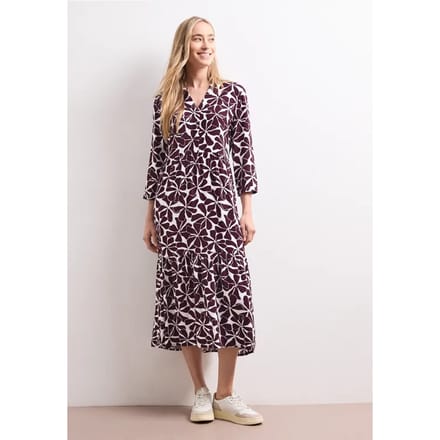 Midi-jurk met gespleten hals en print