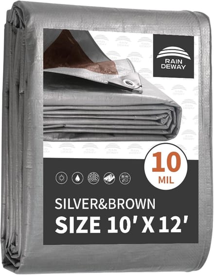 Waterdichte Zware Kwaliteit Presenning 3x3.6 Meter (10x12ft) met Ringetjes voor Buiten & Bouw