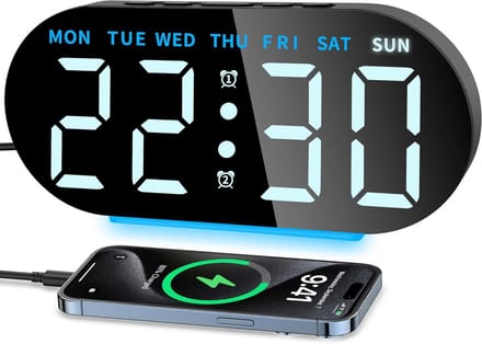 Digitale Wekker met Groot LED-Display en Dual Alarm - Regelbare Helderheid Nachtlampje USB-poort