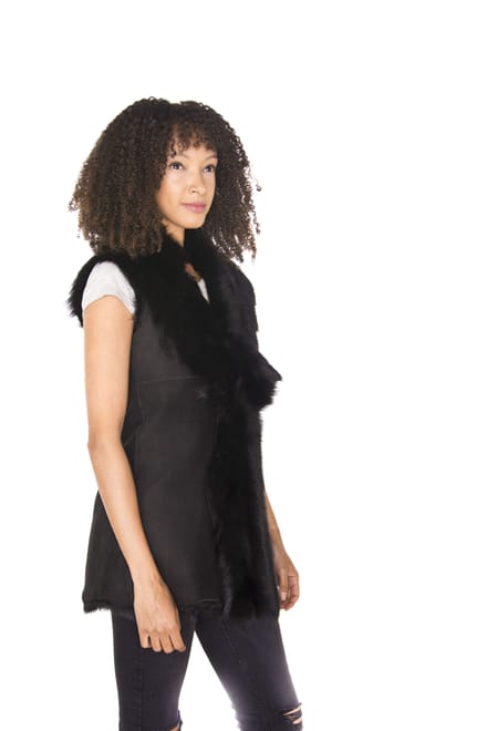 Lange damesbodywarmer van Toscana-schapenvacht-Sorocaba