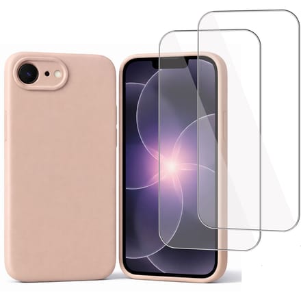 ChiGuard Hoesje & 2x Screenprotector geschikt voor iPhone 17e – Gehard Glas Cover - Case - Roze