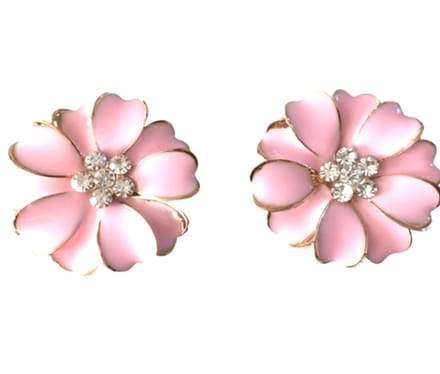 Clip oorbellen Hedda Roze Bloem Strass Metaal 3 cm