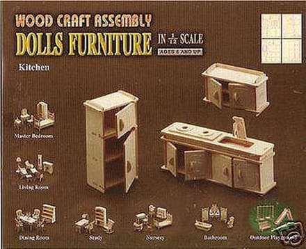 Poppenhuismeubels Keuken- houten bouwpakket