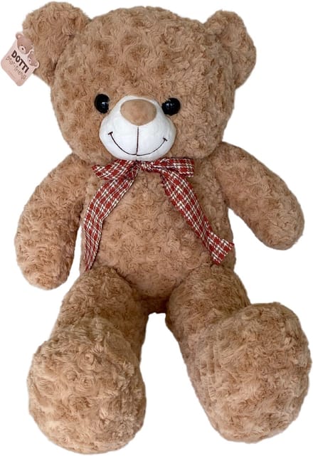 Dotti Bear & Friends - Beer Pluche Bruin LARGE met rode geruite strik - 75 cm - Teddy beer knuffel Groot