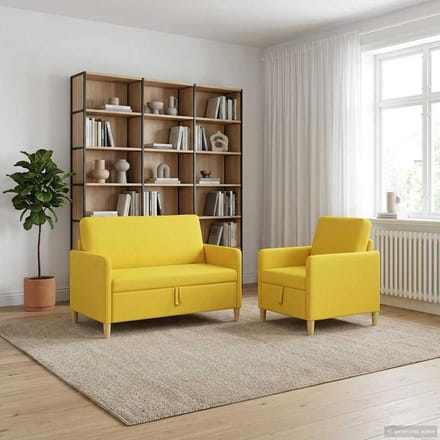vidaXL - Sofa - Set - Met - Opslag - 2 - st - Licht - Geel - Polyester