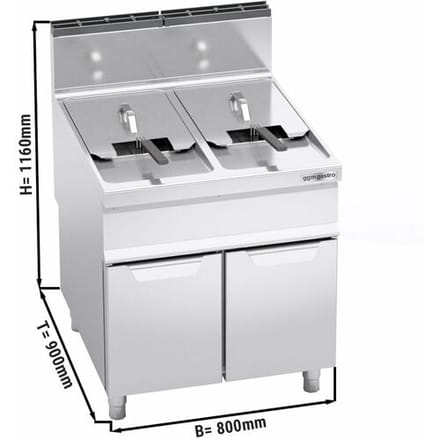GGM Gastro Gas Doppelfritteuse - 20+20 Liter - 35 kW Zilver