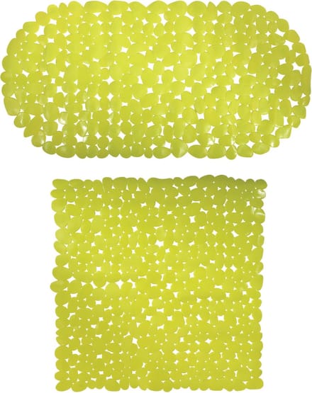MSV Douche/bad anti-slip matten set badkamer - pvc - 2x stuks - limegroen - 2 formaten